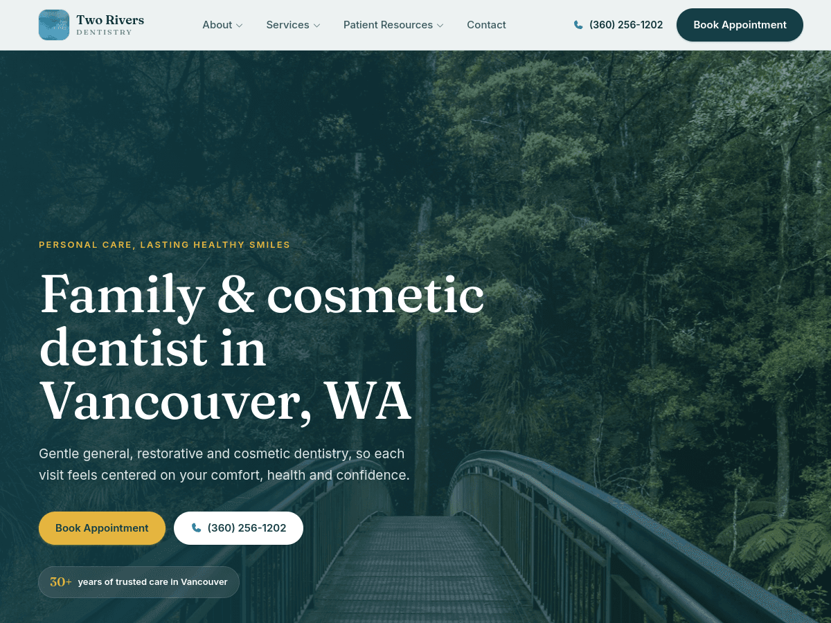 Two Rivers Dentistry — family & cosmetic dental — live site